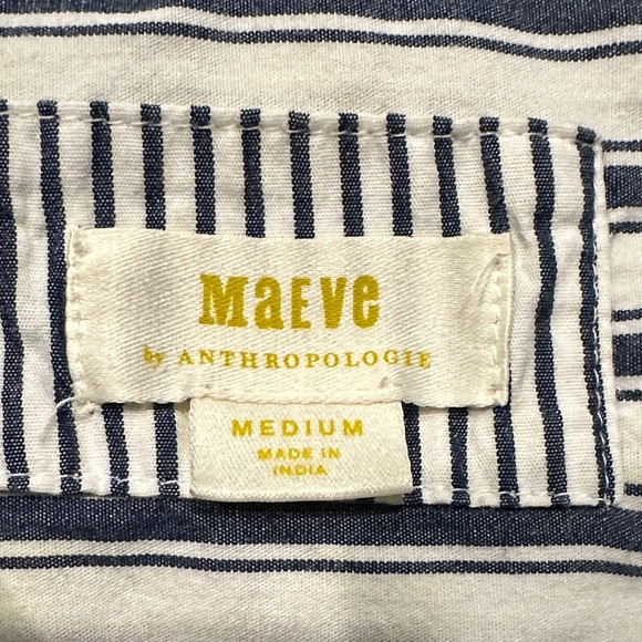 Anthropologie Maeve Bennet button down  blue/white color block shirt size medium - Picture 12 of 12